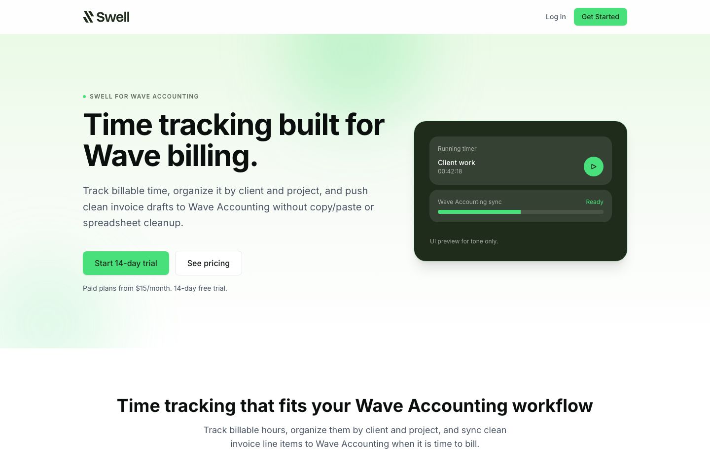Swell Time Tracking product view